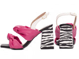 Sandália Feminina Animal Print Zebra Salto Bloco Geométrico 309