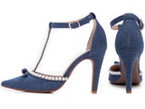 Sapato Scarpin Pérola Jeans 66058